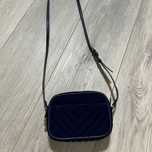 J. Crew Mini Navy Velvet Signet Shoulder/Crossbody Purse